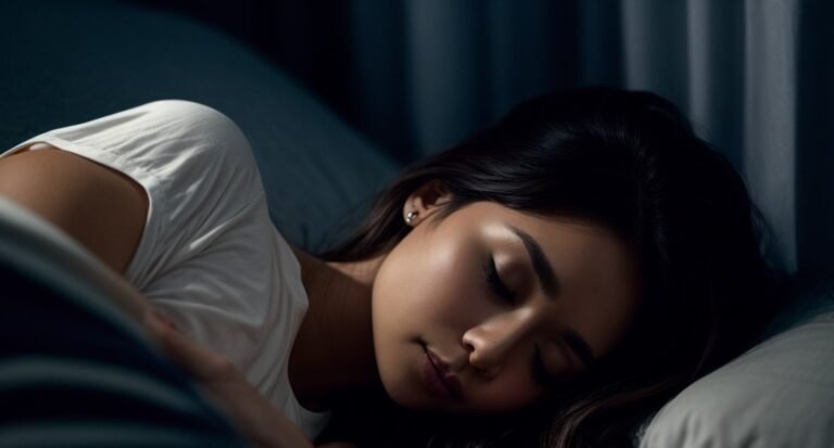 woman sleeping in dark room