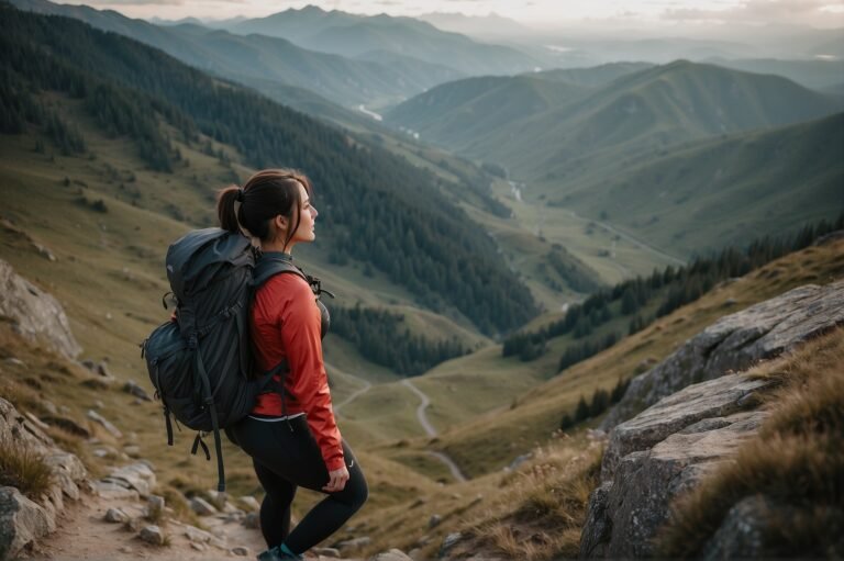 Girl hiking on moors